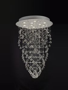 Colorado 65cm Pendant Cone 9 Light GU10 Polished Chrome/Crystal