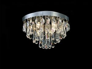 Sophia 60cm Flush Ceiling 10 Light E14 Polished Chrome/Crystal