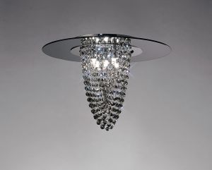 Oberon Flush Ceiling 5 Light G9 Polished Chrome/Smoked Mirror/Smoked Crystal