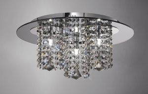 Pegasus Flush Ceiling 3 Light G9 Polished Chrome/Smoked Mirror/Smoked Crystal