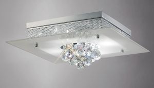 Tabitha Square Flush Ceiling 4 Light E14 Polished Chrome/Crystal