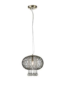 Chelsie Medium Pendant 1 Light E14 Antique Brass/Clear Beaded Glass