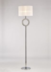 Florence Round Floor Lamp With White Shade 1 Light E27 Polished Chrome/Crystal Item Weight: 18.29kg