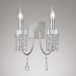 Emily Wall Lamp Switched 2 Light E14 Polished Chrome/Crystal
