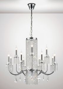 Emily 89cm Pendant 8+4+1 Light E14 Polished Chrome/Crystal