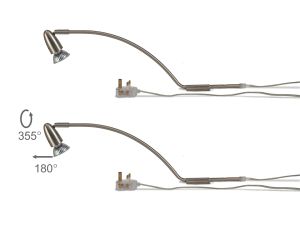 Lex (Set Of 2) Over Cabinet 1 Light GU10 With Adjustable Head And 2m Cable c/w BS Plug Satin Nickel