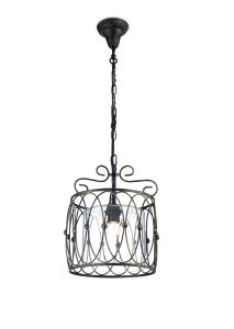 Malcolm Single Pendant 1 Light E27 Black/Gold With Clear Glass
