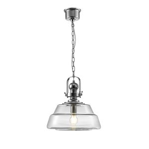 Reyna 39cm Single Large Pendant 1 Light E27 Polished Chrome/Clear Glass