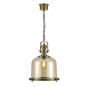 Riley 43cm Single Large Bell Pendant 1 Light E27 Antique Brass/Cognac Glass