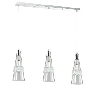 Emilia Pendant 3 Light E14 Linear Polished Chrome/Crystal