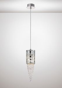 Camden 10cm Single Pendant 1 Light G9 Polished Chrome/Mosaic Glass/Crystal