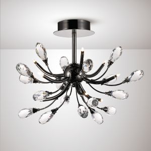 Anita Semi Flush 9 Light G4 Black Chrome/Clear Crystal, NOT LED/CFL Compatible