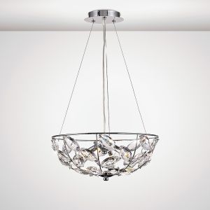 Galilea 39cm Pendant 4 Light G9 Polished Chrome/Crystal