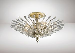 Fay Semi Flush 3 Light E14 Aged Gold/Silver/Crystal