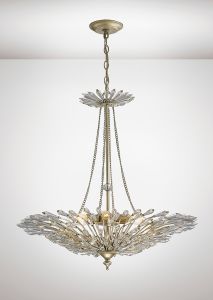 Fay 68cm Pendant 6 Light E14 Aged Gold/Silver/Crystal