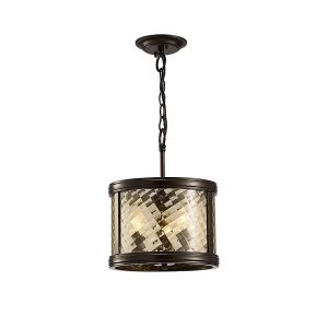 Asia Pendant/Convertible To Semi Flush 3 Light E14 Oiled Bronze/Clear Glass