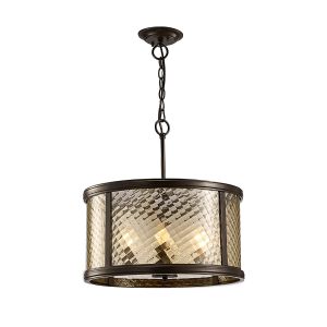 Asia 47cm Pendant 4 Light E14 Oiled Bronze/Clear Glass