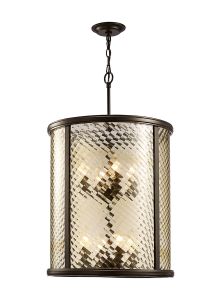 Asia Pendant 8 Light E14 Oiled Bronze/Clear Glass