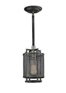 Parker Pendant 1 Light E27 Weathered Zinc/Brushed Nickel