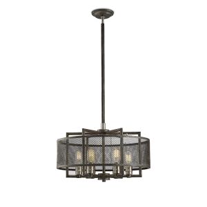 Parker Pendant 6 Light E27 Weathered Zinc/Brushed Nickel