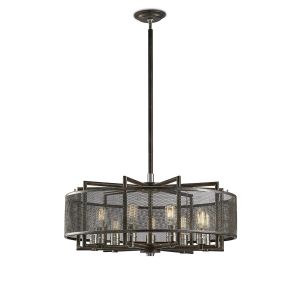 Parker Pendant 9 Light E27 Weathered Zinc/Brushed Nickel