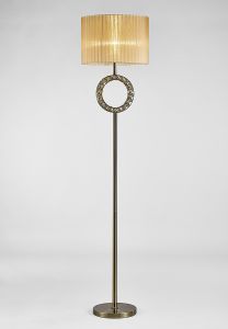 Florence Round Floor Lamp With Soft Bronze Shade 1 Light E27 Antique Brass/Crystal Item Weight: 18.4kg