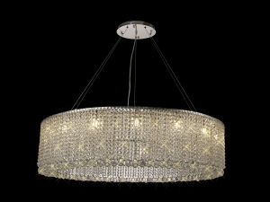 Empire 110cm Round Pendant Chandelier, 15 Light G9, Polished Chrome/Crystal Item Weight: 28.2kg