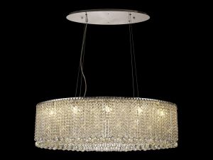 Empire 100x50cm Oval Pendant Chandelier, 10 Light G9, Polished Chrome/Crystal Item Weight: 19kg