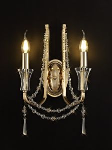 Armand Wall Lamp 2 Light E14 French Gold/Crystal