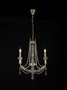 Armand 52cm Pendant 3 Light E14 French Gold/Crystal