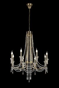 Armand 85cm Pendant 8 Light E14 French Gold/Crystal, (ITEM REQUIRES CONSTRUCTION/CONNECTION)