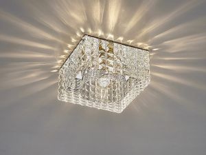 Ria 10.5cm G9 Cube Pattern Square Downlight 1 Light Polished Chrome/Crystal, Cut Out: 55mm