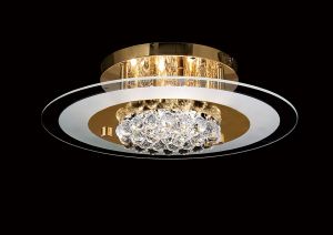 Delmar 50cm Flush Round 6 Light G9 French Gold/Glass/Crystal