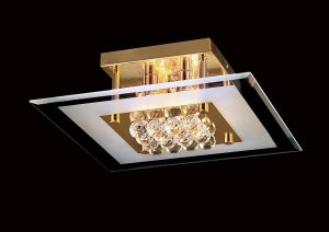 Delmar Flush Square 4 Light G9 French Gold/Glass/Crystal
