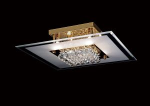 Delmar Flush Square 6 Light G9 French Gold/Glass/Crystal