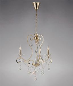 Vela 54cm Pendant 3 Light E14 French Gold/Crystal