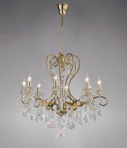 Vela 76cm Pendant 8 Light E14 French Gold/Crystal