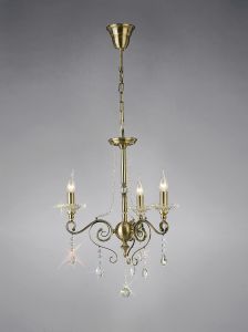 Libra Pendant 3 Light E14 Antique Brass/Crystal