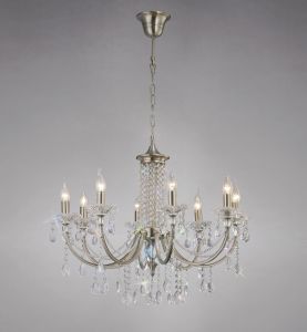 Leana 75cm Pendant 8 Light E14 Satin Nickel/Crystal