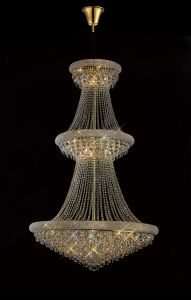 Alexandra Pendant 3 Tier 29 Light E14 Gold/Crystal (Pallet Shipment Only), (ITEM REQUIRES CONSTRUCTION/CONNECTION) Item Weight: 64.8kg