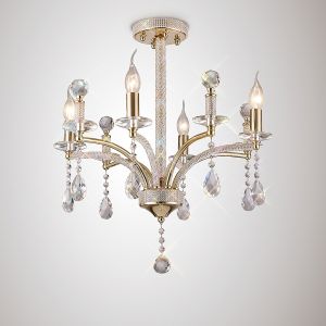 Fiore 53cm Pendant 4 Light E14 French Gold/Crystal