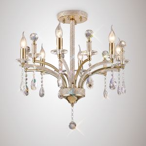 Fiore 62cm Pendant 6 Light E14 French Gold/Crystal