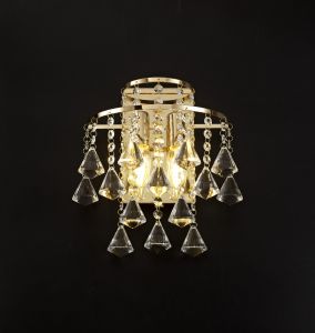 Inina Wall Lamp Switched 2 Light E14 French Gold/Crystal