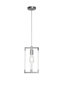 Canto Double Rectangle Square Pendant 1 Light E27 Polished Nickel/Acrylic