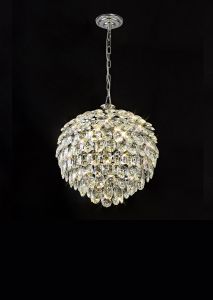 Coniston Pendant, 6 Light E14, Polished Chrome/Crystal