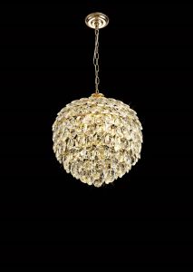 Coniston Pendant, 6 Light E14, French Gold/Crystal