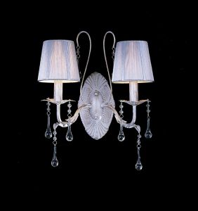 Flur Wall Lamp 2 Light E14 White French Gold