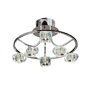 Polana 46cm Semi Flush Round 6 Light G4 Polished Chrome, NOT LED/CFL Compatible