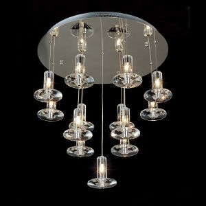 Troy Pendant Round 13 Light G4 Polished Chrome/Crystal, NOT LED/CFL Compatible