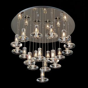 Troy Pendant Round 19 Light G4 Polished Chrome/Crystal, NOT LED/CFL Compatible